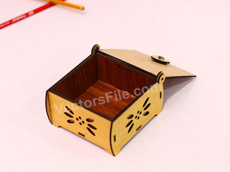 Laser Cut Jewelry Box with Lock Wooden Gift Box Design