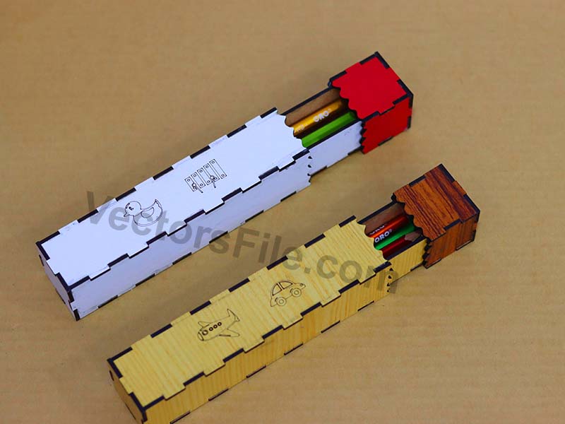 Laser Cut Pencil Box for Kids Wooden Geometry Box