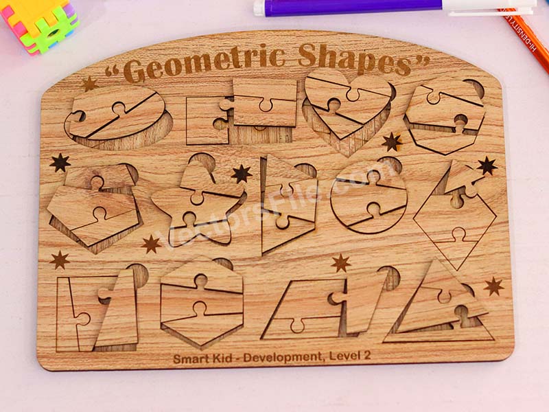 Laser Cut Geometric Jigsaw Puzzle Shape Level 2 Board for Kids