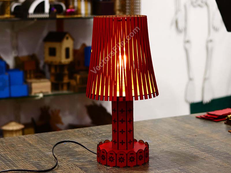 Laser Cut Decorative Table Lamp Shade Wooden Desk Lamp Design