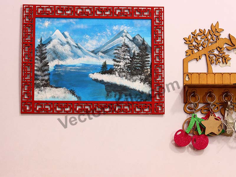 Laser Cut Decorative Wooden Photo Frame Design