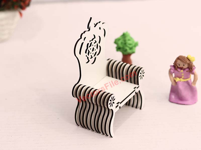 Elegant Laser Cut Miniature Wooden Chair for Dollhouses