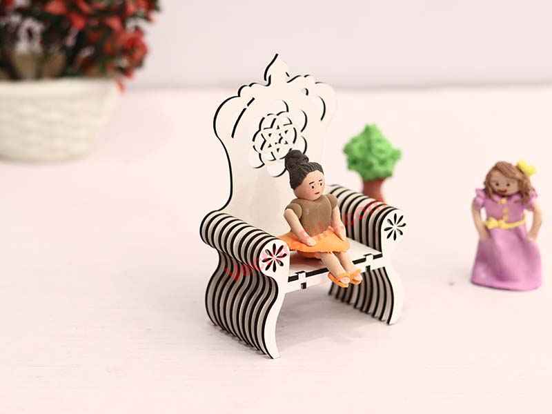 Elegant Laser Cut Miniature Wooden Chair for Dollhouses