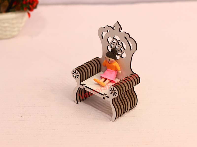 Elegant Laser Cut Miniature Wooden Chair for Dollhouses