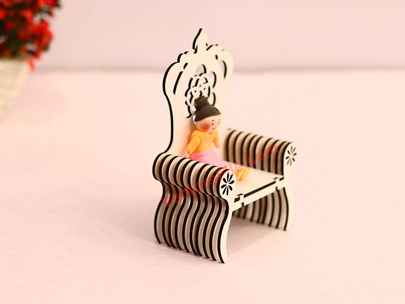 Elegant Laser Cut Miniature Wooden Chair for Dollhouses