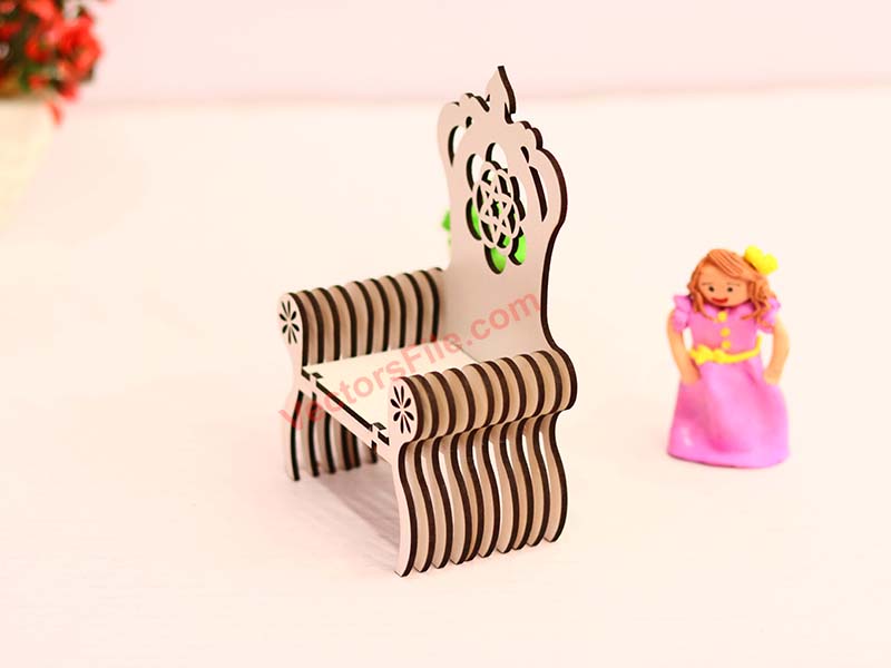 Elegant Laser Cut Miniature Wooden Chair for Dollhouses