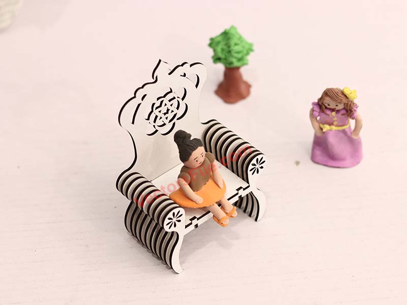 Elegant Laser Cut Miniature Wooden Chair for Dollhouses