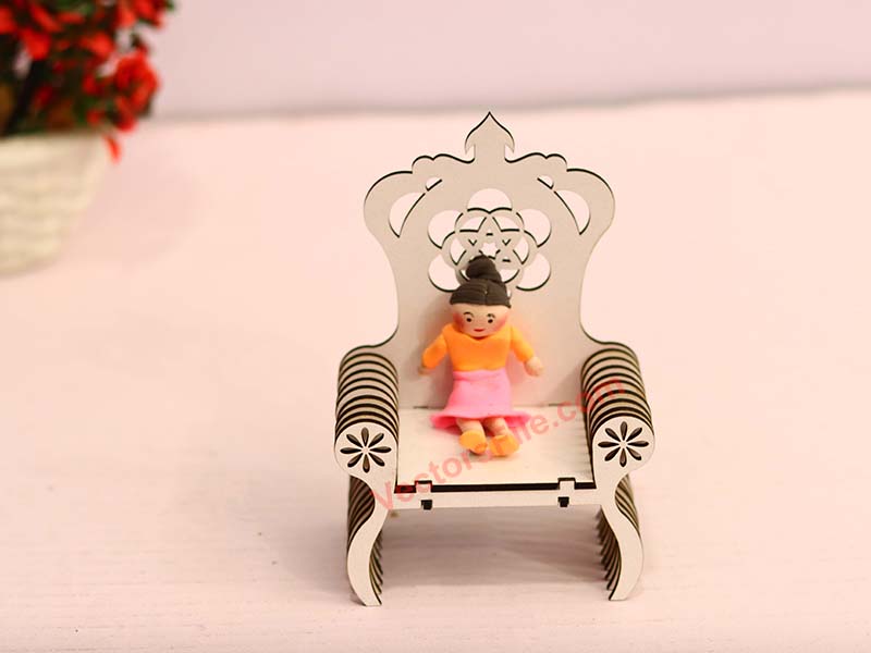 Elegant Laser Cut Miniature Wooden Chair for Dollhouses