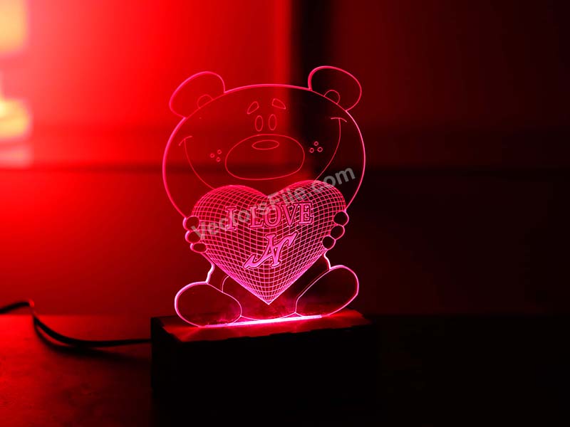 Laser Cut Teddy Bear Personalized 3D Illusion LED Lamp