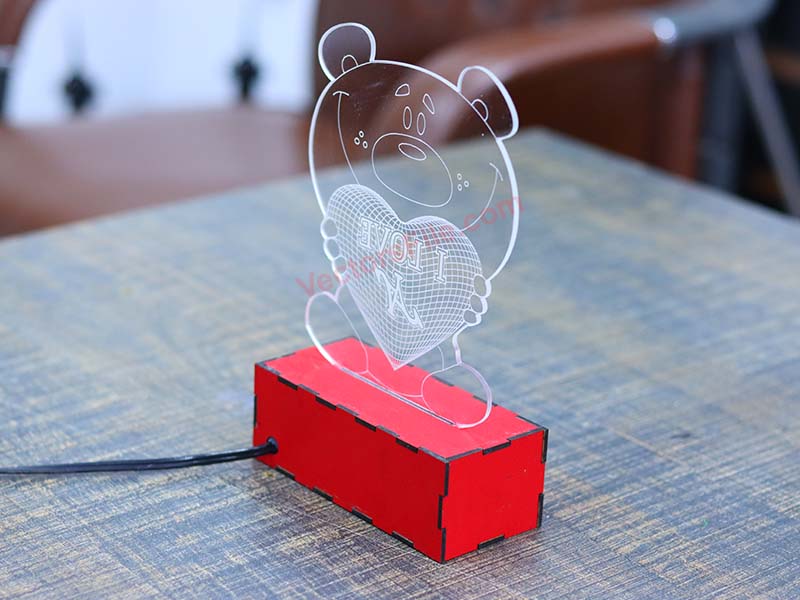 Laser Cut Teddy Bear Personalized 3D Illusion LED Lamp