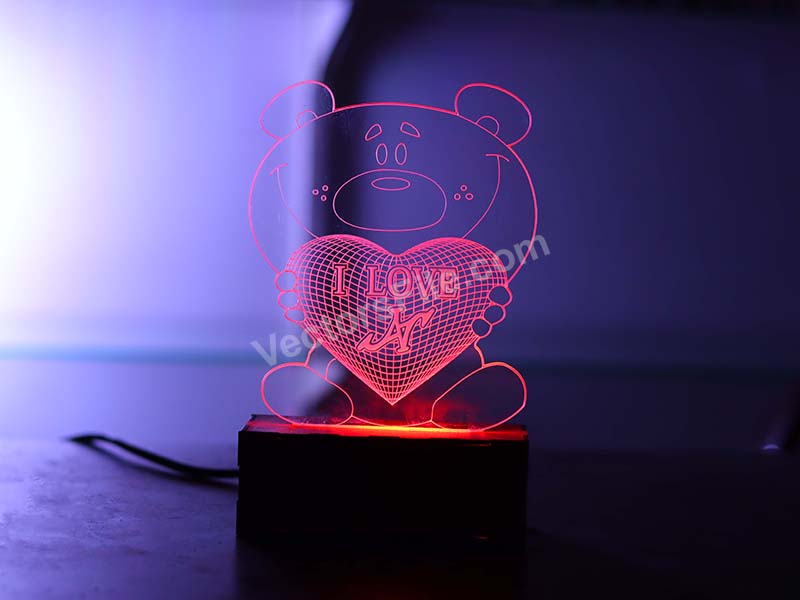 Laser Cut Teddy Bear Personalized 3D Illusion LED Lamp