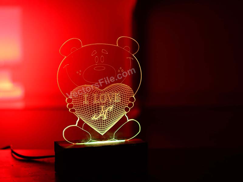 Laser Cut Teddy Bear Personalized 3D Illusion LED Lamp