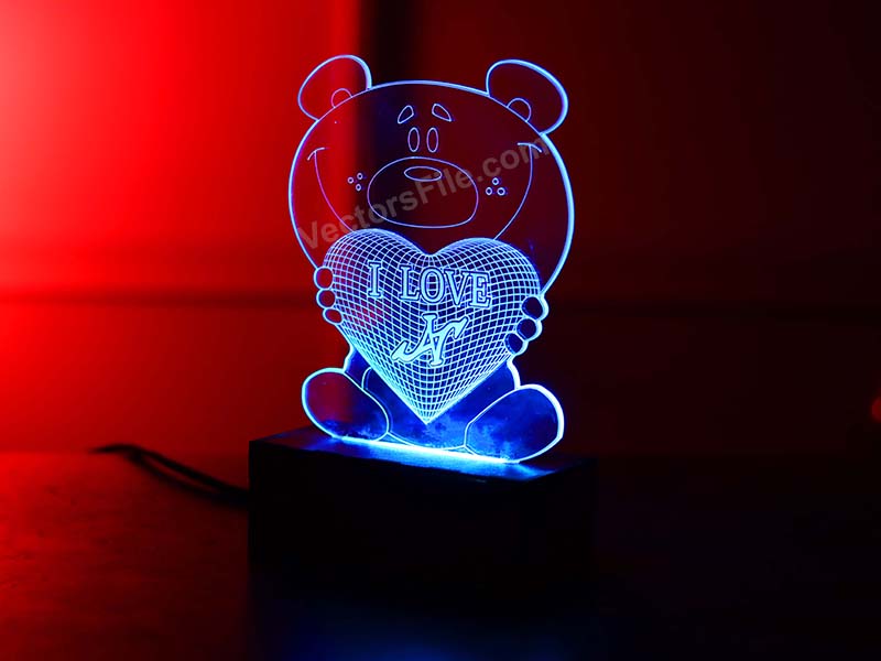 Laser Cut Teddy Bear Personalized 3D Illusion LED Lamp