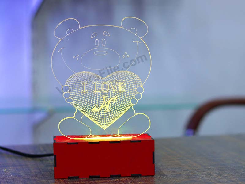 Laser Cut Teddy Bear Personalized 3D Illusion LED Lamp