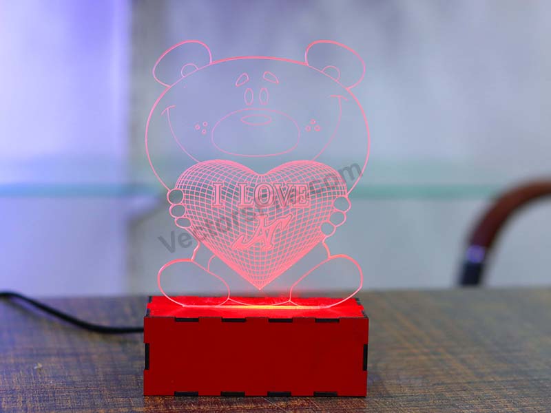 Laser Cut Teddy Bear Personalized 3D Illusion LED Lamp