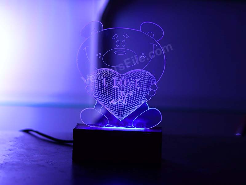 Laser Cut Teddy Bear Personalized 3D Illusion LED Lamp