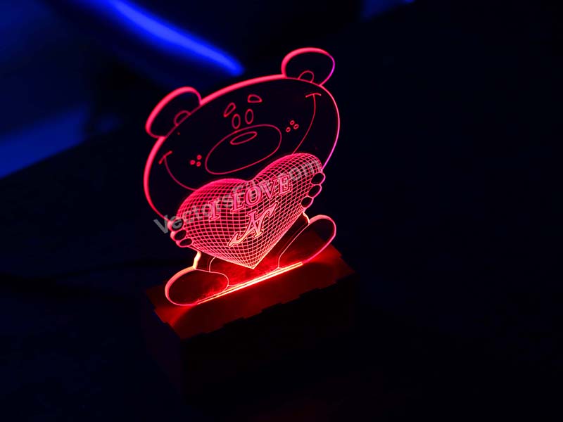 Laser Cut Teddy Bear Personalized 3D Illusion LED Lamp