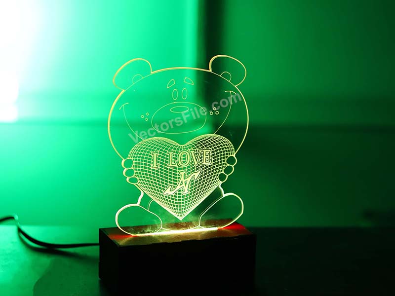 Laser Cut Teddy Bear Personalized 3D Illusion LED Lamp