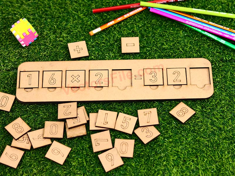 Laser Cut Interactive Math Puzzle Board Fun Learning for Kids