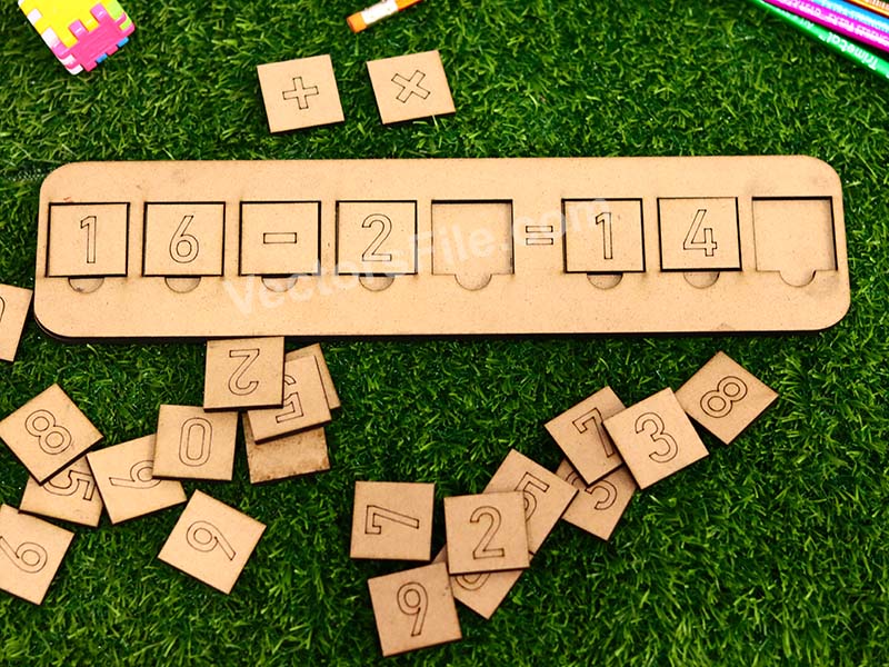 Laser Cut Interactive Math Puzzle Board Fun Learning for Kids