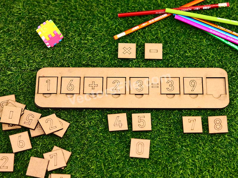 Laser Cut Interactive Math Puzzle Board Fun Learning for Kids