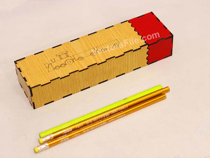 Laser Cut Pencil Box Wooden Sliding Pencil Case for Kids