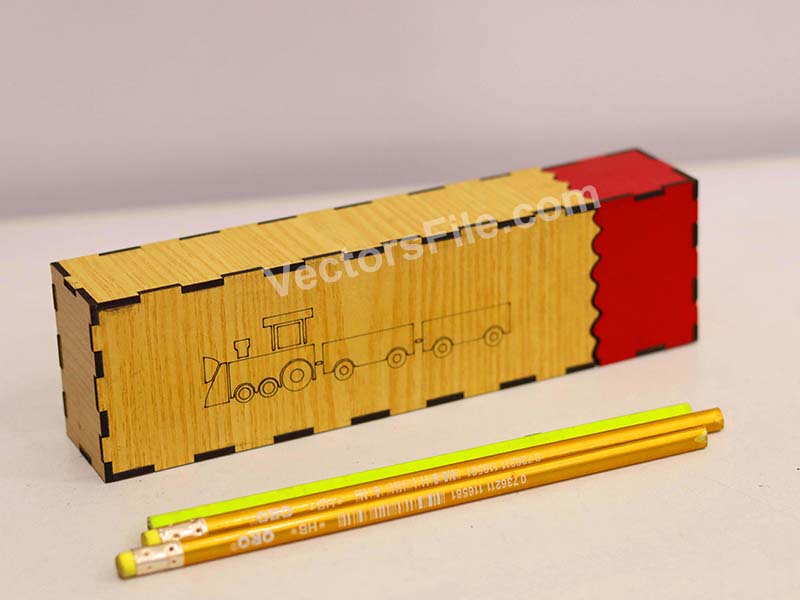 Laser Cut Pencil Box Wooden Sliding Pencil Case for Kids
