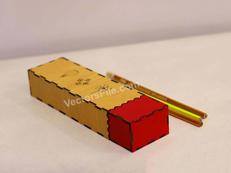 Laser Cut Pencil Box Wooden Sliding Pencil Case for Kids