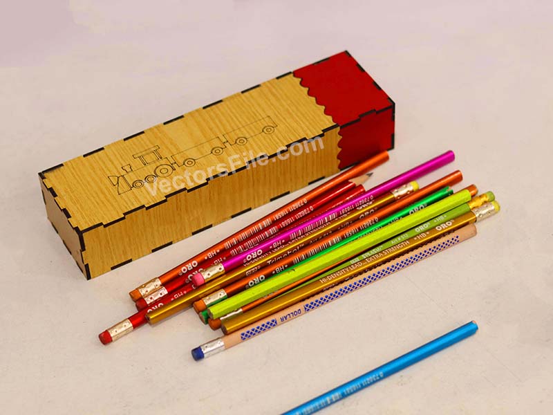 Laser Cut Pencil Box Wooden Sliding Pencil Case for Kids