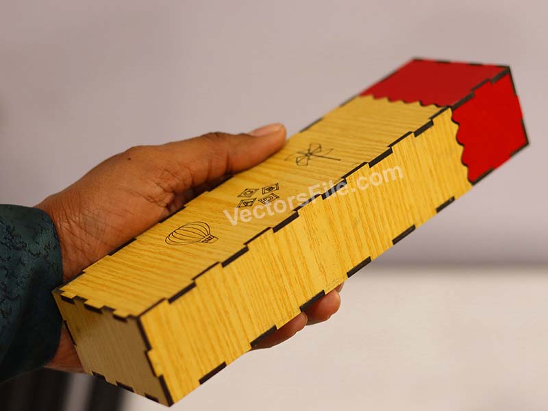 Laser Cut Pencil Box Wooden Sliding Pencil Case for Kids