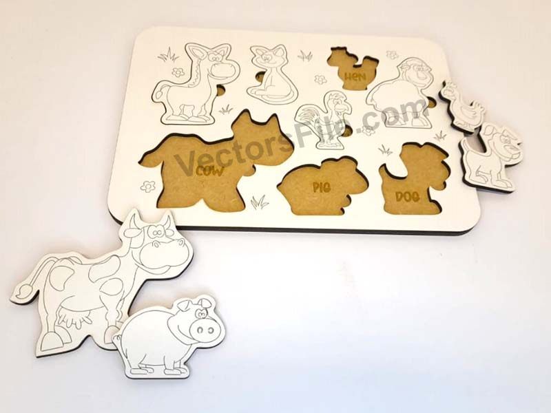 Laser Cut Creative Animal Jigsaw Puzzle Game for Kids