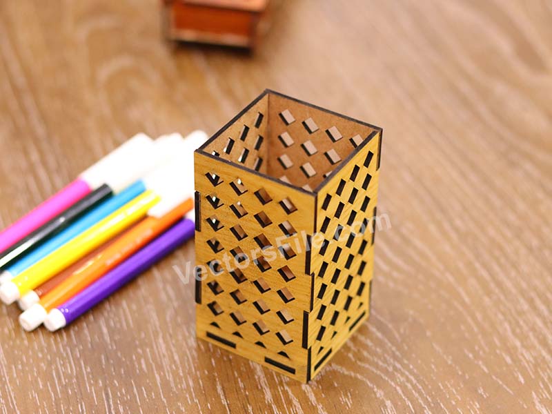 Laser Cut Pencil Box Wooden Pen Holder Template