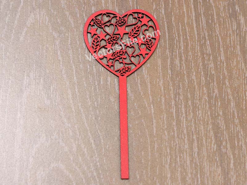 Laser Cut Valentine’s Day Heart Shape Cake Topper Design