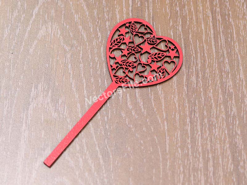 Laser Cut Valentine’s Day Heart Shape Cake Topper Design