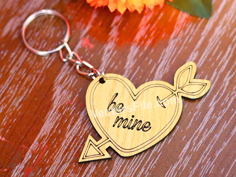 Laser Cut Arrow Heart Keychain Design Valentines Gift