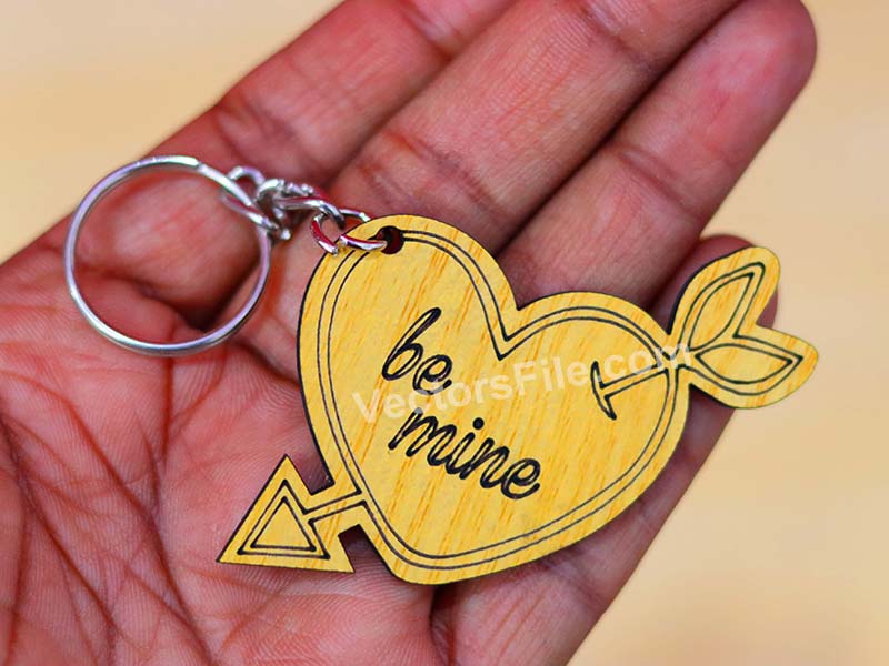 Laser Cut Arrow Heart Keychain Design Valentines Gift