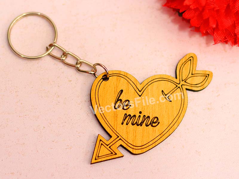 Laser Cut Arrow Heart Keychain Design Valentines Gift