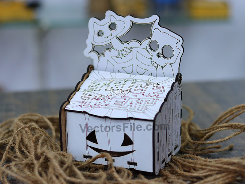 Laser Cut Halloween Box Wooden Pumpkin GIft Box Idea