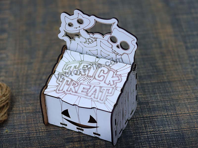 Laser Cut Halloween Box Wooden Pumpkin GIft Box Idea