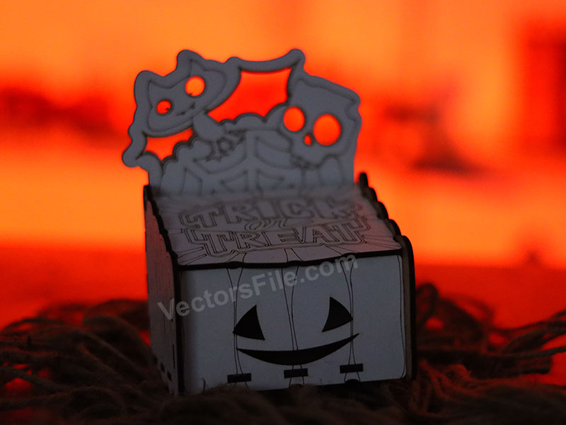 Laser Cut Halloween Box Wooden Pumpkin GIft Box Idea