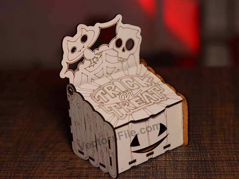 Laser Cut Halloween Box Wooden Pumpkin GIft Box Idea