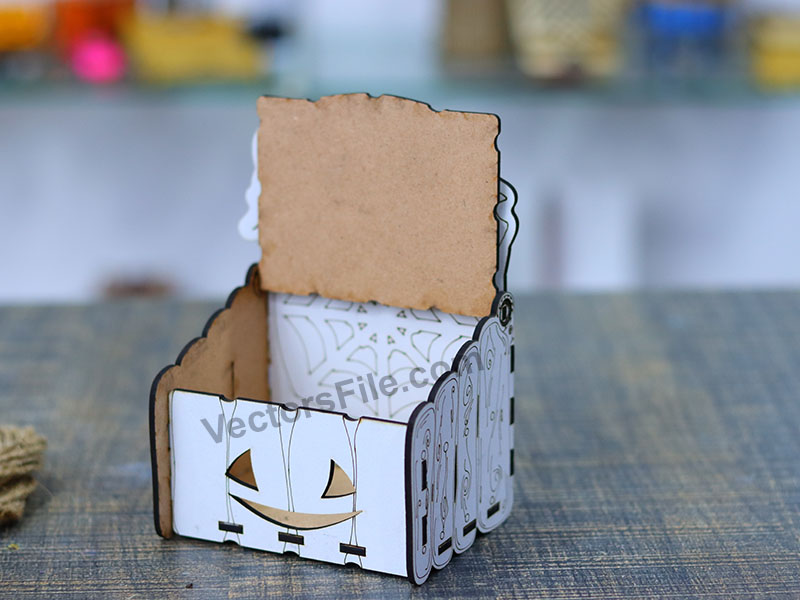 Laser Cut Halloween Box Wooden Pumpkin GIft Box Idea