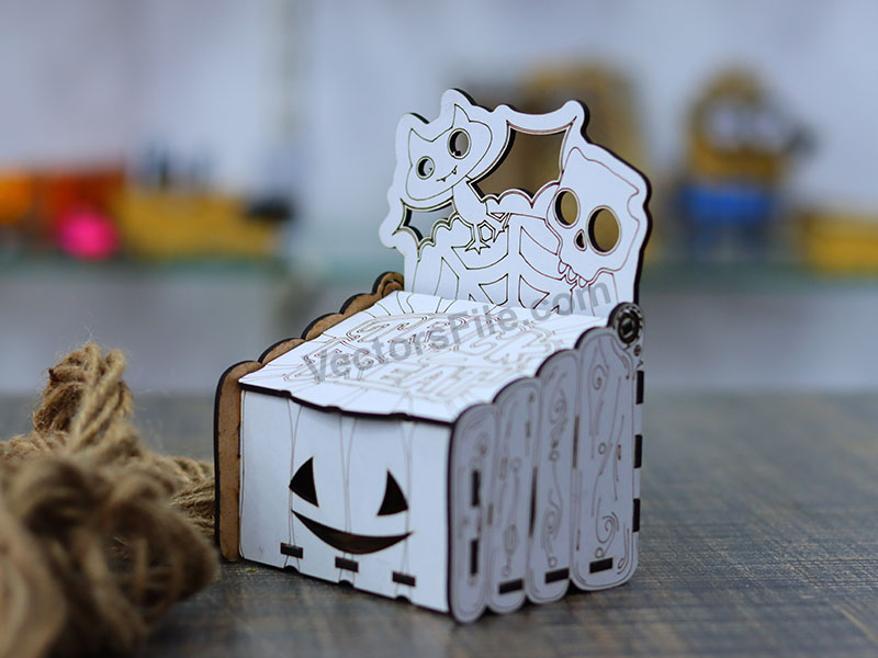 Laser Cut Halloween Box Wooden Pumpkin GIft Box Idea