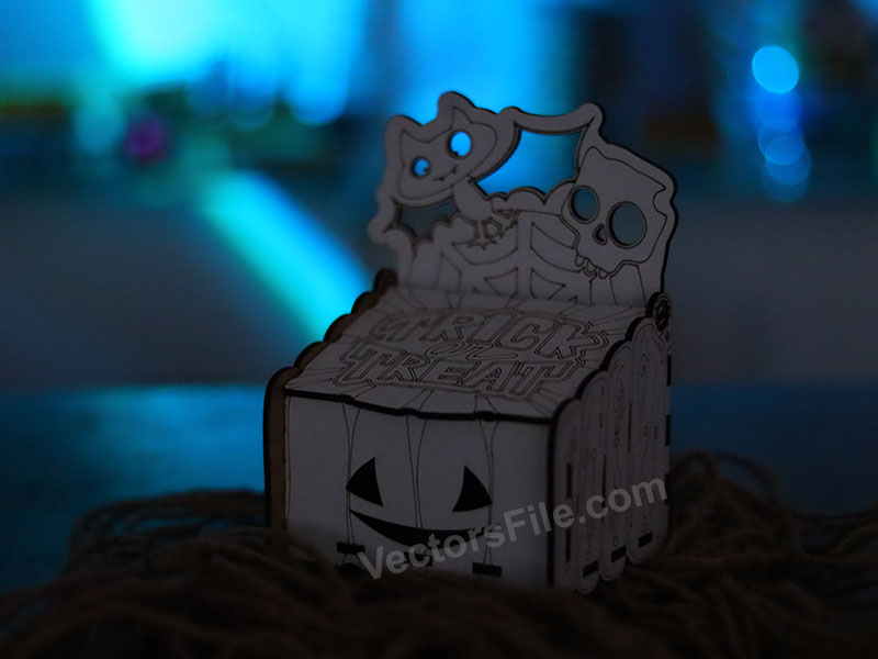 Laser Cut Halloween Box Wooden Pumpkin GIft Box Idea