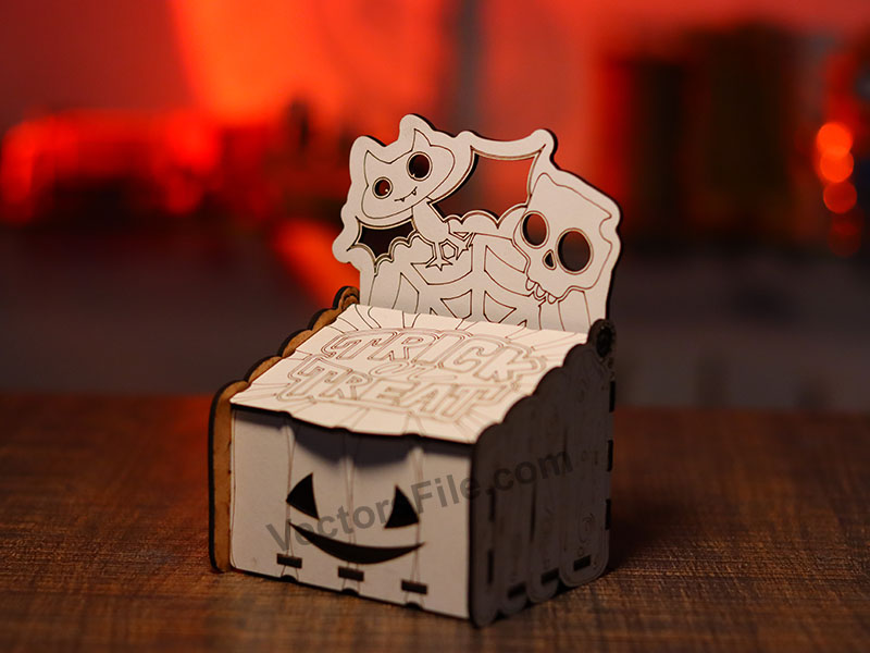 Laser Cut Halloween Box Wooden Pumpkin GIft Box Idea