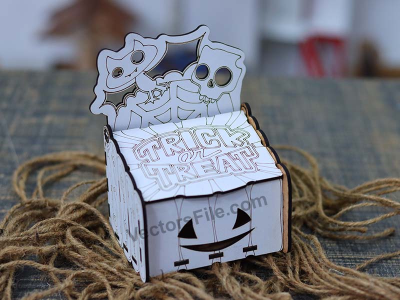 Laser Cut Halloween Box Wooden Pumpkin GIft Box Idea