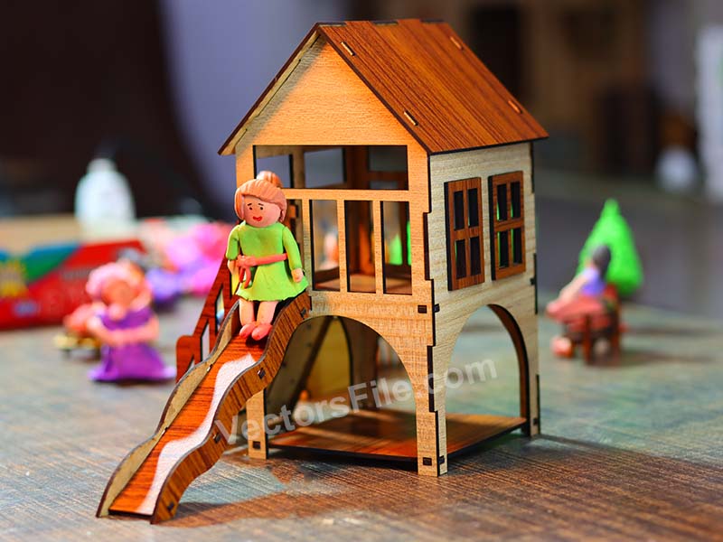 Laser Cut Miniature Playhouse 3D Toy Dollhouse Model