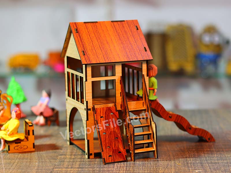 Laser Cut Miniature Playhouse 3D Toy Dollhouse Model