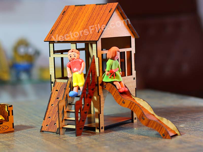 Laser Cut Miniature Playhouse 3D Toy Dollhouse Model