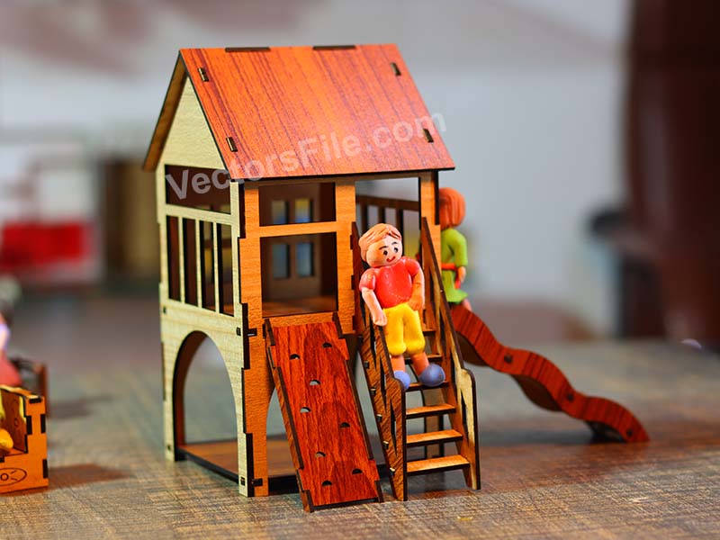 Laser Cut Miniature Playhouse 3D Toy Dollhouse Model